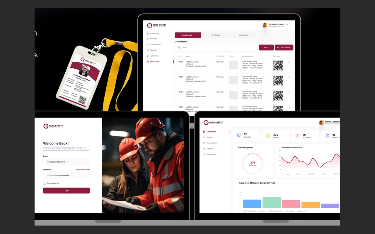 Qube inspection software dashboard
